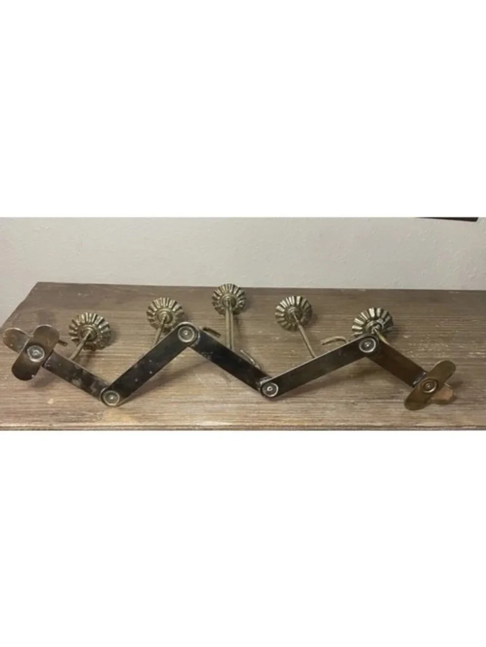 Vintage Brass Accordion Candelabra Folding 5 Stick Candlestick Holder MCM